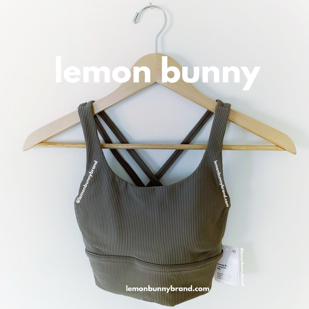 lululemon Energy Bra Long Line Ribbed in Rover Brown Tan Grey Size 4 New NWT - Picture 1 of 15